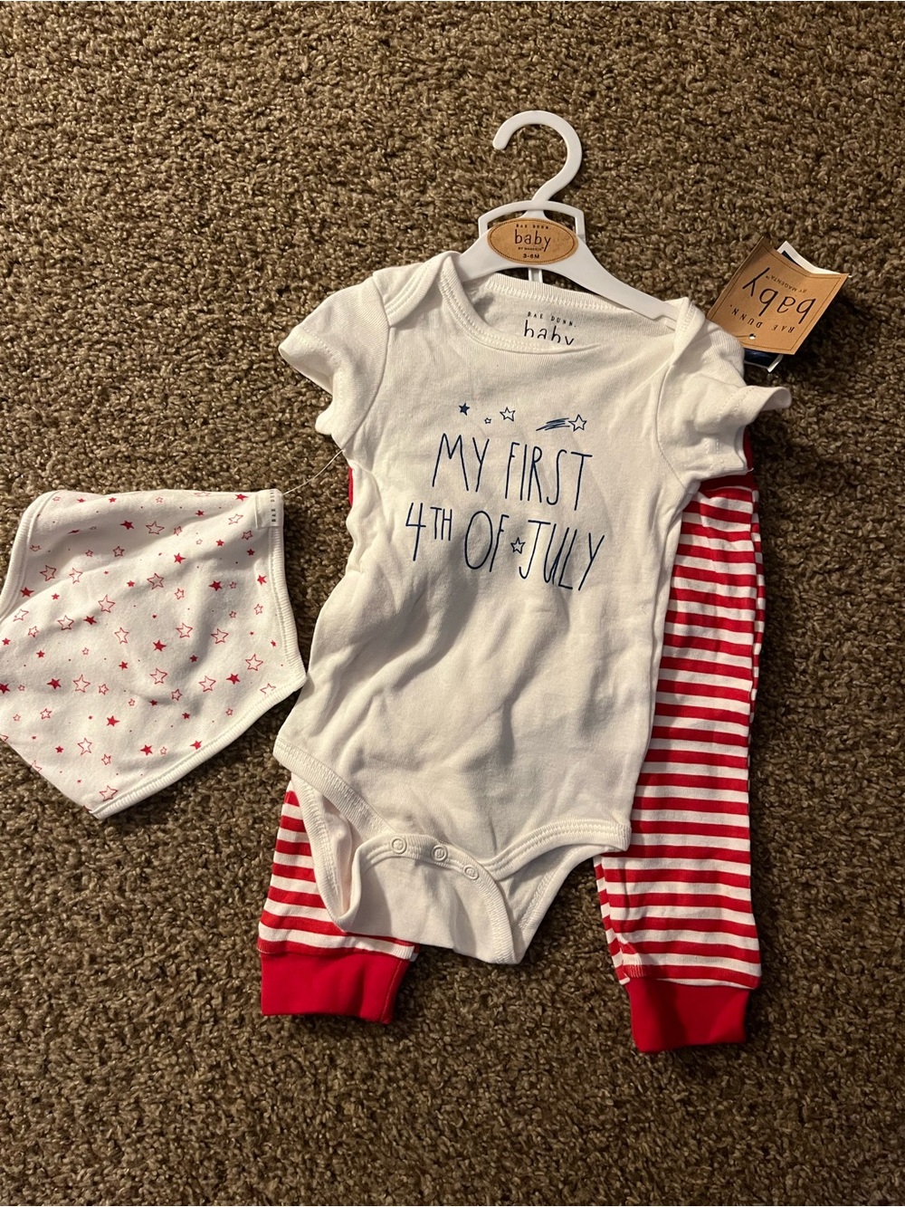 My First 4th of July Baby Bodysuit & Stripe Pants Set - White & Red